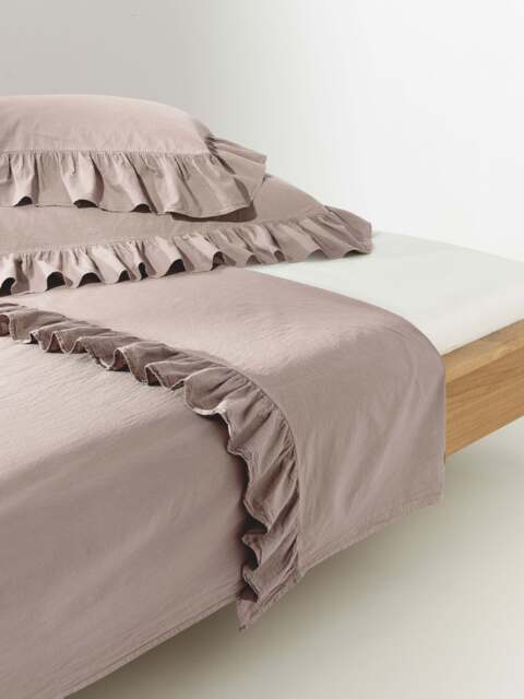 Washed Cotton Percale Bed Sheet Louane with Ruffles - image 1
