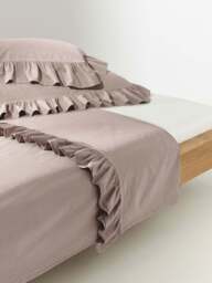 Washed Cotton Percale Bed Sheet Louane with Ruffles