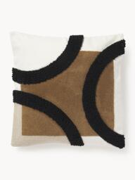 Embroidered Cotton Cushion Cover Reza with a High-Low Structure