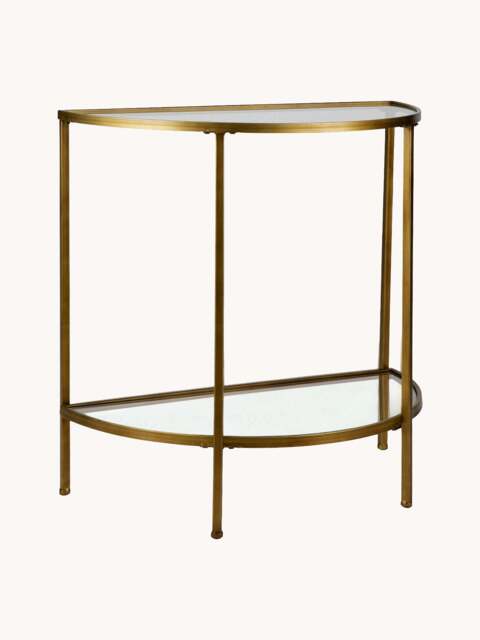 Semi-circular Glass Console Table Goddess with Antique Finish - image 1