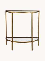 Semi-circular Glass Console Table Goddess with Antique Finish - thumbnail 2