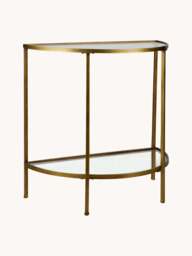 Semi-circular Glass Console Table Goddess with Antique Finish - thumbnail 1