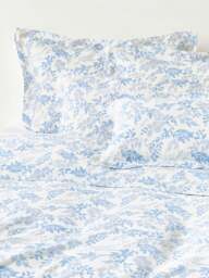 Leaf Print Pillowcase Pola in Linen-Cotton Blend with Flange - thumbnail 2