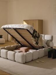 Upholstered Bouclé Bed Tayla with Storage Space - thumbnail 2
