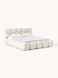 Upholstered Bouclé Bed Tayla with Storage Space - thumbnail 1