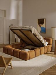 Upholstered Teddy Bouclé Bed Tayla with Storage Space - thumbnail 2