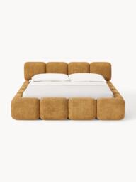Upholstered Teddy Bouclé Bed Tayla with Storage Space - thumbnail 4