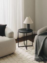 Round Side Table Antigua with Marble Effect Glass Top - thumbnail 2