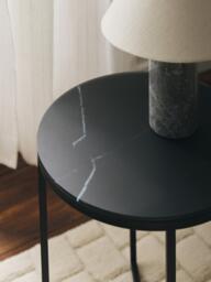 Round Side Table Antigua with Marble Effect Glass Top - thumbnail 7