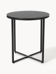 Round Side Table Antigua with Marble Effect Glass Top - thumbnail 3