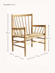 Handwoven Oak Wood Armchair J82 - thumbnail 6