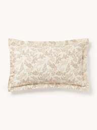 Leaf Print Pillowcase Pola in Linen-Cotton Blend with Flange - thumbnail 3