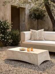 In- & Outdoor Coffee Table Mohi with Travertine Effect, W 120 cm - thumbnail 5