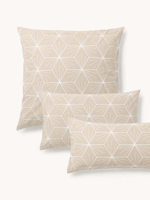 Reversible Cotton Pillowcase Ilda, with Geometric Print - image 1