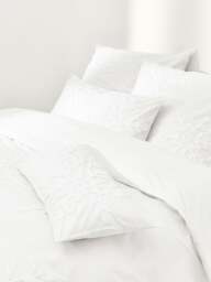 Cotton Percale Duvet Cover Vidal with Tufted Snowflake Motif - thumbnail 1