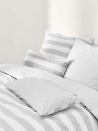 Striped Reversible Cotton Duvet Cover Lorena - thumbnail 1