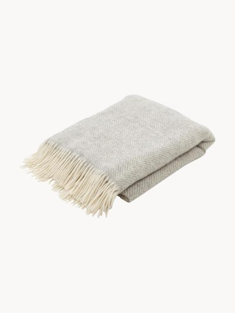 Wool Throw Tyrol with Zig-Zag Pattern and Fringes - image 1