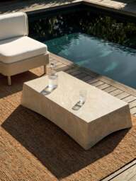In- & Outdoor Coffee Table Mohi with Travertine Effect, W 100 cm - thumbnail 5
