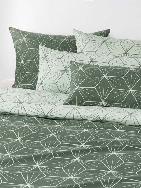 Reversible Cotton Duvet Cover Ilda, with Geometric Print - image 1