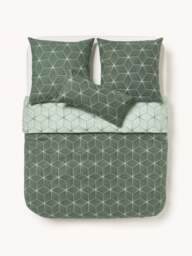 Reversible Cotton Duvet Cover Ilda, with Geometric Print - thumbnail 2