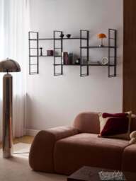 Metal Wall Shelf Tayo with Mango Wood Shelves - thumbnail 5