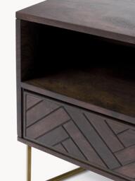 Mango Wood Bedside Table Luca with Herringbone Pattern - thumbnail 8