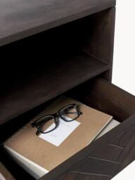 Mango Wood Bedside Table Luca with Herringbone Pattern - thumbnail 3