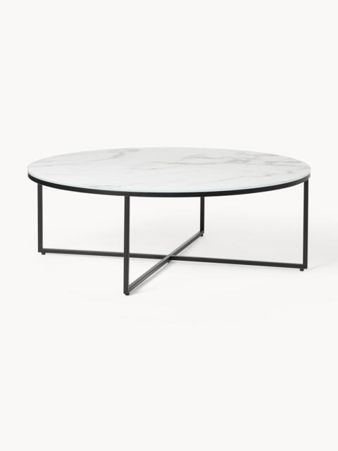 Round XL Coffee Table Antigua with Marble Effect Glass Top
