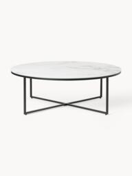 Round XL Coffee Table Antigua with Marble Effect Glass Top - thumbnail 3