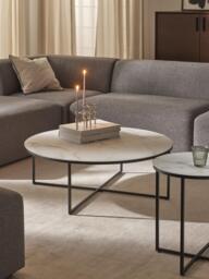 Round XL Coffee Table Antigua with Marble Effect Glass Top - thumbnail 2