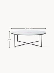 Round XL Coffee Table Antigua with Marble Effect Glass Top - thumbnail 8
