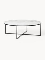 Round XL Coffee Table Antigua with Marble Effect Glass Top
