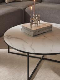 Round XL Coffee Table Antigua with Marble Effect Glass Top - thumbnail 7