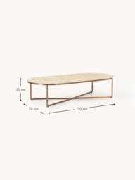 Oval Coffee Table Antigua with Marble Effect Glass Top - thumbnail 5