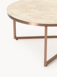 Oval Coffee Table Antigua with Marble Effect Glass Top - thumbnail 4