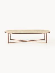 Oval Coffee Table Antigua with Marble Effect Glass Top - thumbnail 2