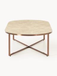 Oval Coffee Table Antigua with Marble Effect Glass Top - thumbnail 3