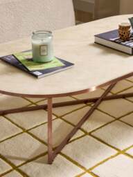 Oval Coffee Table Antigua with Marble Effect Glass Top - thumbnail 7