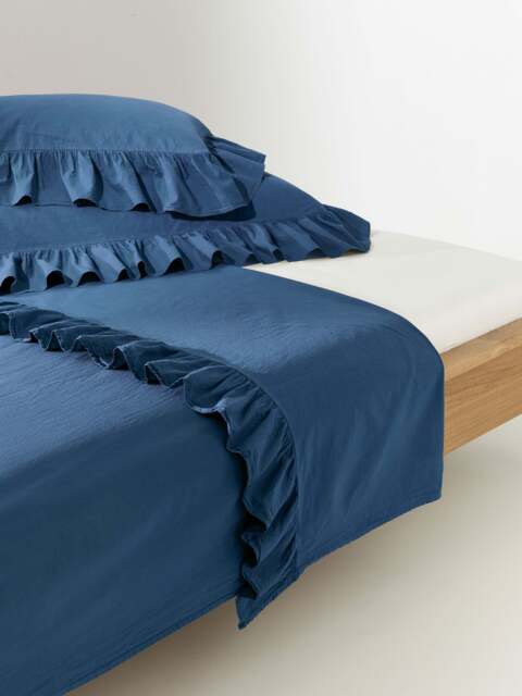 Washed Cotton Percale Bed Sheet Louane with Ruffles - image 1