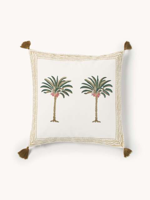 Hand-Painted Cotton Cushion Cover Tropical - image 1