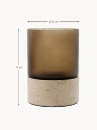 Mouth-Blown Glass Candle Holder Rivo with Travertine Base - thumbnail 5