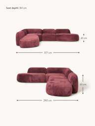 XL Modular Teddy Bouclé Corner Sofa Wolke with Chaise Ends - thumbnail 7