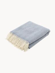 Wool Throw Tyrol with Herringbone Pattern and Fringes - thumbnail 1