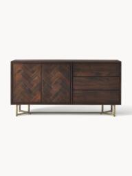 Mango Wood Sideboard Luca with Herringbone Pattern - thumbnail 2