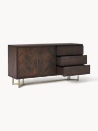 Mango Wood Sideboard Luca with Herringbone Pattern - thumbnail 4