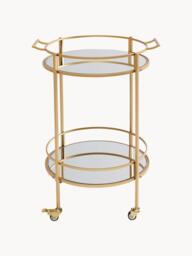Round Serving Trolley Emilia with Mirrored Glass Shelves