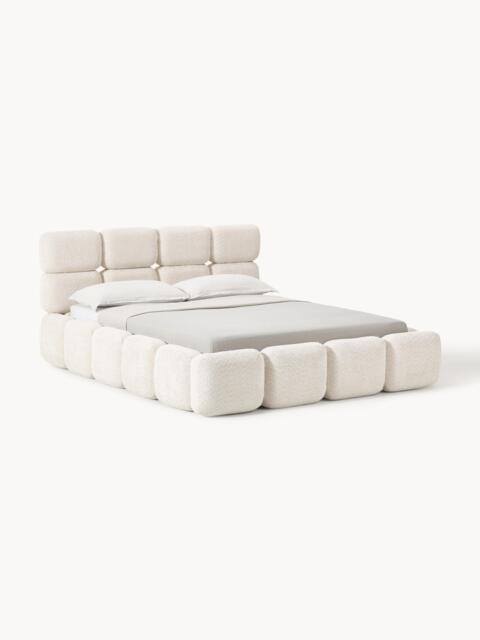 Upholstered Teddy Bouclé Bed Tayla with Storage Space