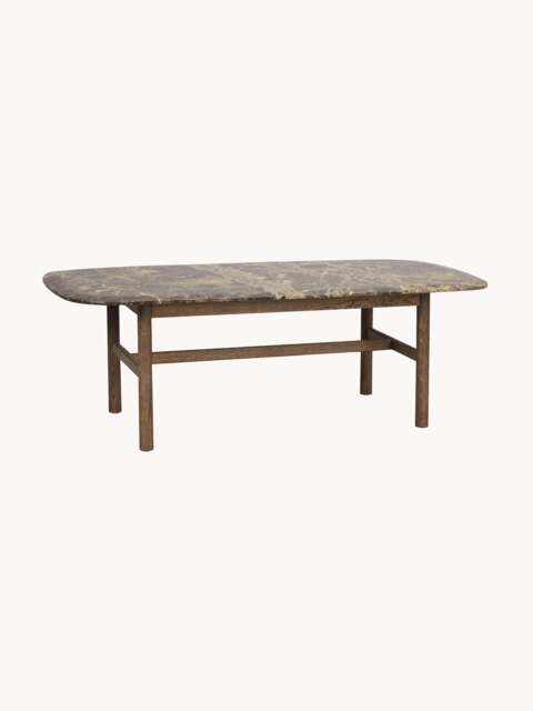 Oval Marble and Oak Wood Coffee Table Hammond - image 1
