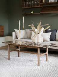 Oval Marble and Oak Wood Coffee Table Hammond - thumbnail 2