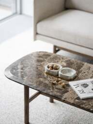 Oval Marble and Oak Wood Coffee Table Hammond - thumbnail 5